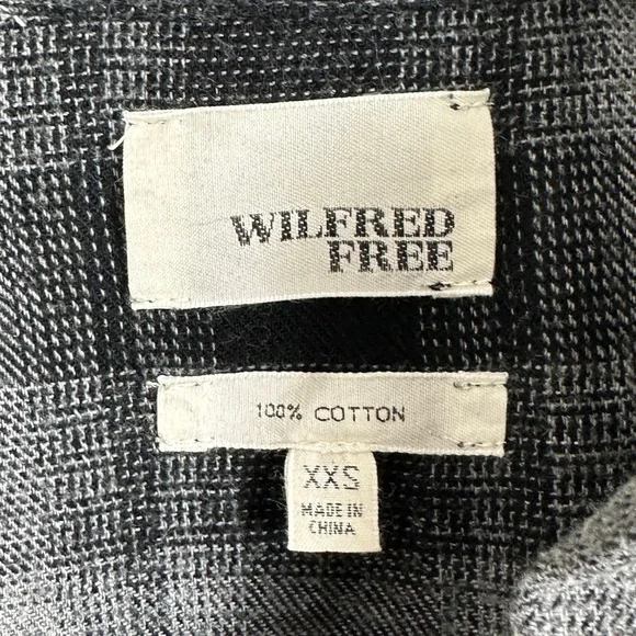 Aritzia Wilfred Free Black Grey Long‎ Sleeve Cotton Shirtdress Size XXS Dress - Picture 2 of 9